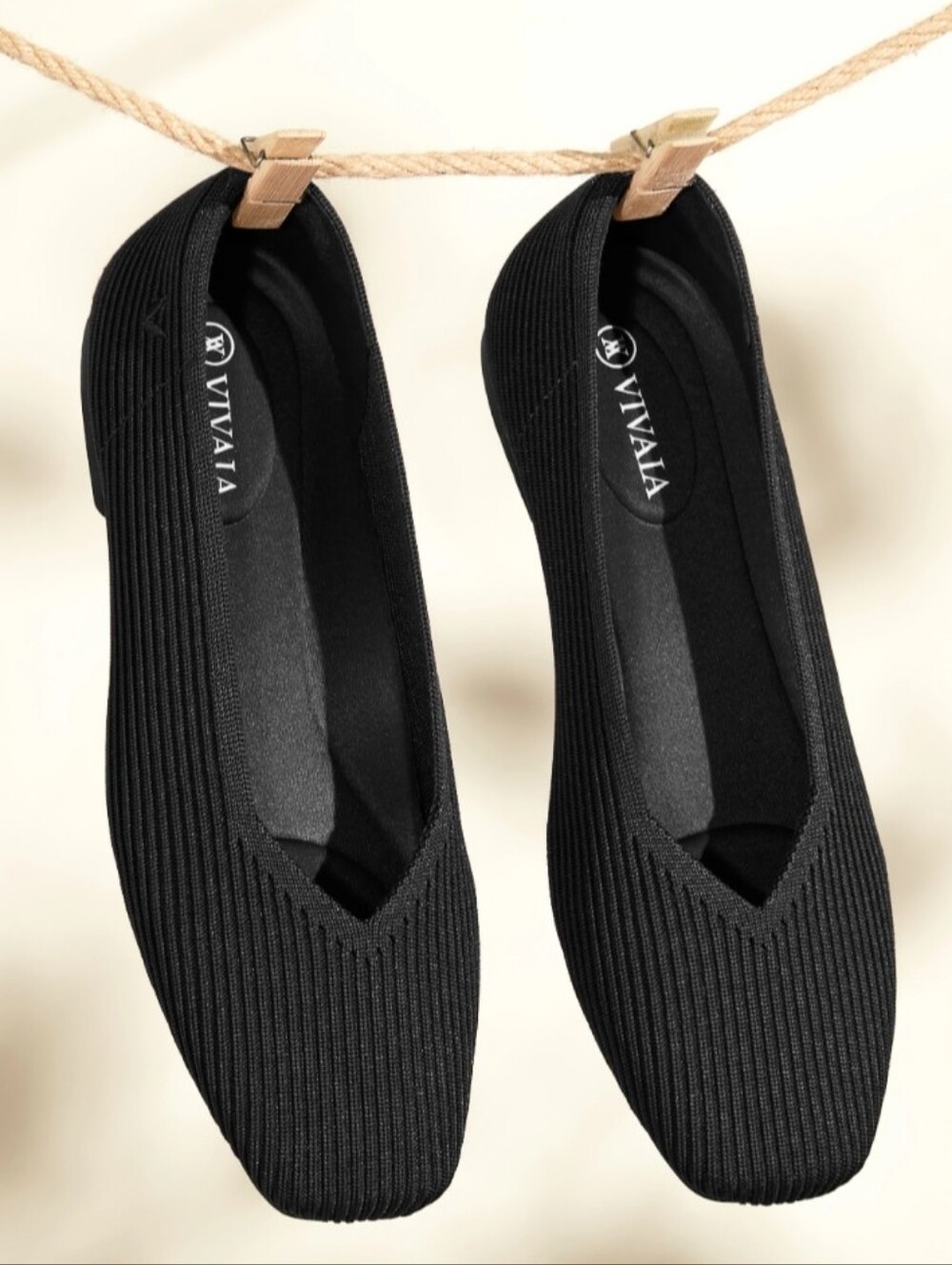 VIVAIA MARGOT SQUARE TOE KNIT BALLET FLATS BLACK SZ 40.5 (US 9-9.5)